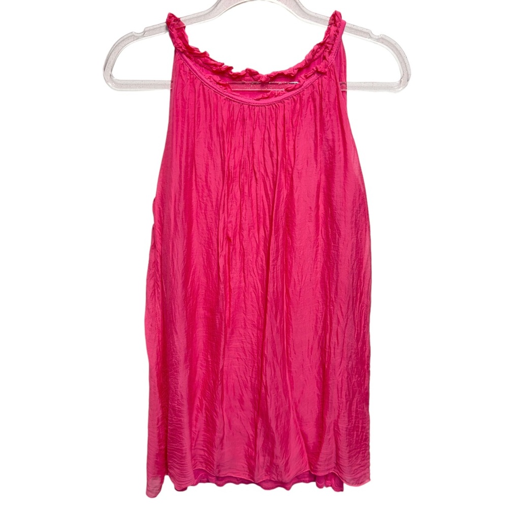 Pure Italian Silk Pleated Crinkle Ruffle Swing Flare Mini Dress Luisa Ricci